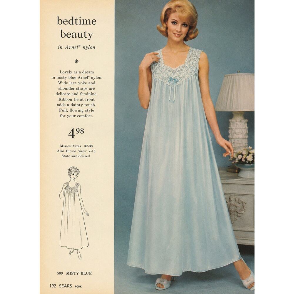 VANITY FAIR Vtg 80's Powder Blue Satin Silkenique Peignoir Nightgown Sz M NWT